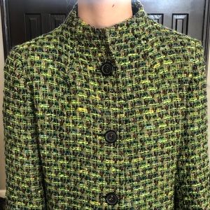 NWT - Via Spiga Green Tweed Coat